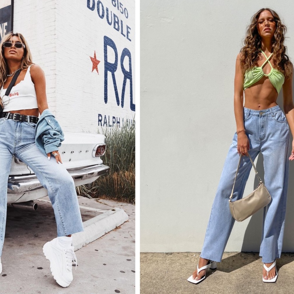 Cece Hammer Wide Leg Jean Vintage Blue Denim